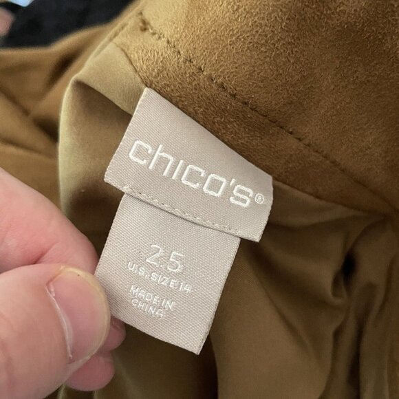 Chicos Women SZ 2.5 US 14 Brown Gingersnaps Faux Suede A-Line Midi Skirt - Picture 6 of 8